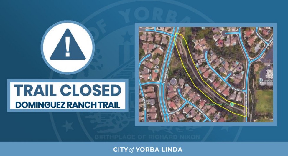 The City of Yorba Linda announced on Tuesday, Jan. 6 that portions of the Dominguez Ranch Trail were closed due to a collapsed flood-control channel wall. (Photo by the City of Yorba Linda)
